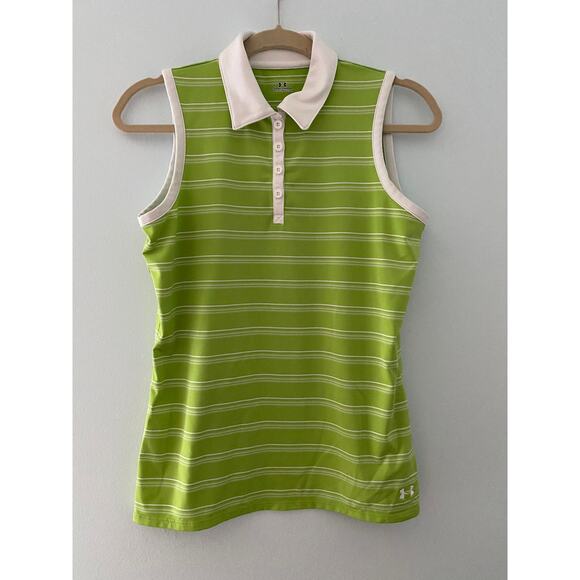 Womens Under Armour Sleeveless Golf Polo Size M Green Preowned - Picture 1 of 4